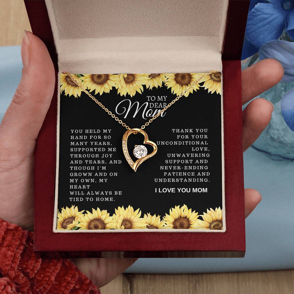 To my Dear Mom- Forever Love Necklace-Blk Floral