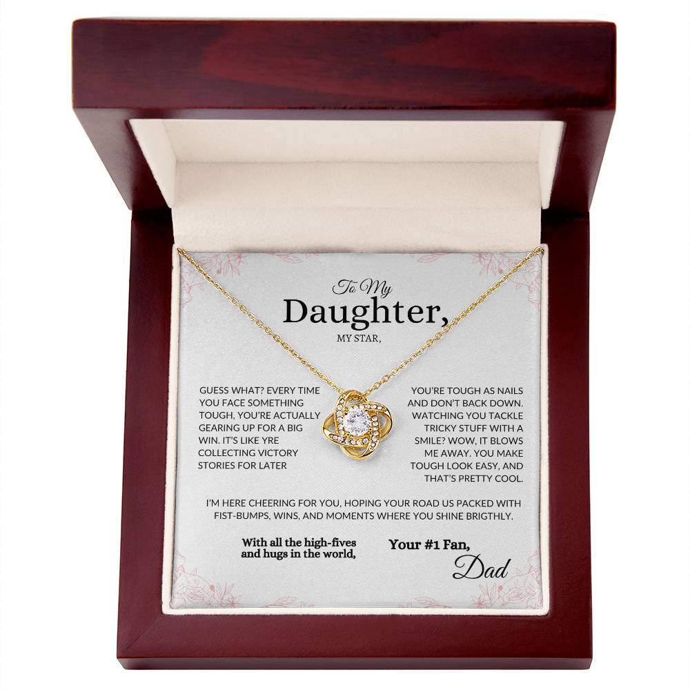 To My Daughter- from Dad White Floral-Love Knot