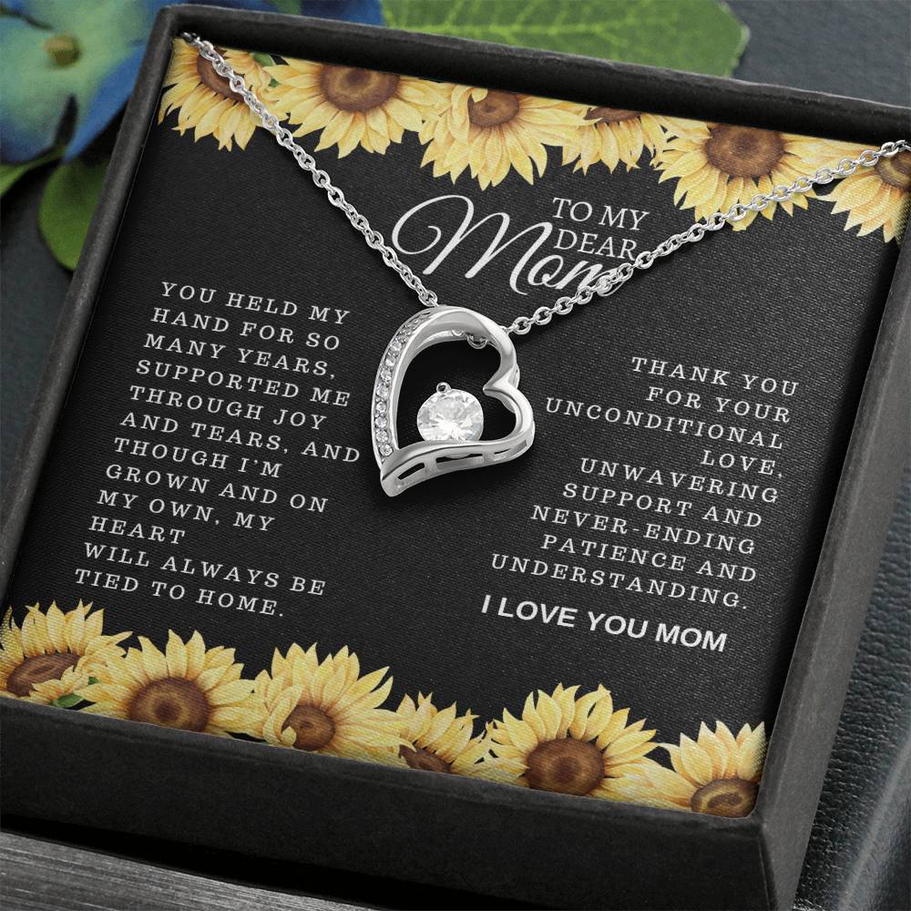 To my Dear Mom- Forever Love Necklace-Blk Floral