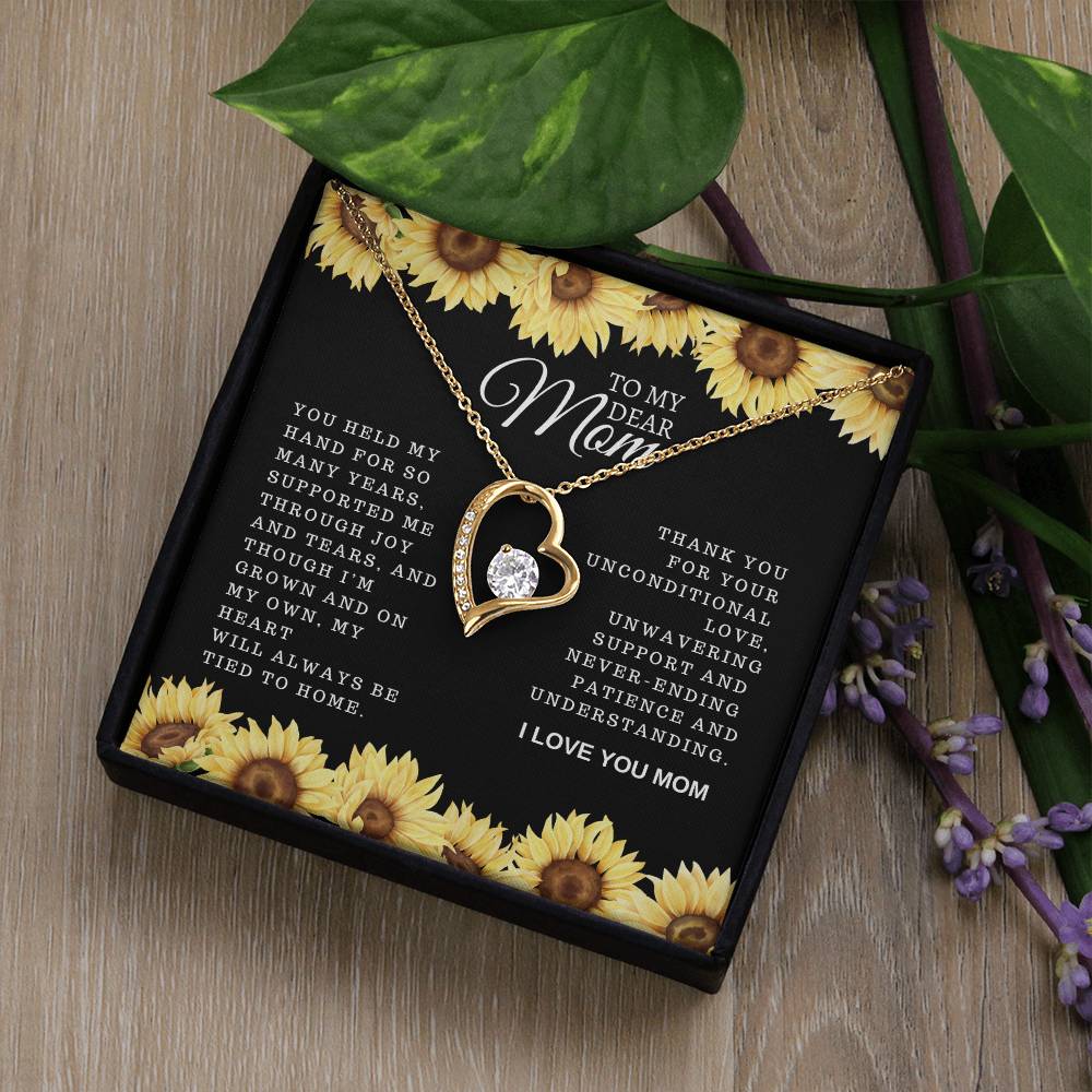 To my Dear Mom- Forever Love Necklace-Blk Floral