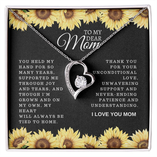 To my Dear Mom- Forever Love Necklace-Blk Floral